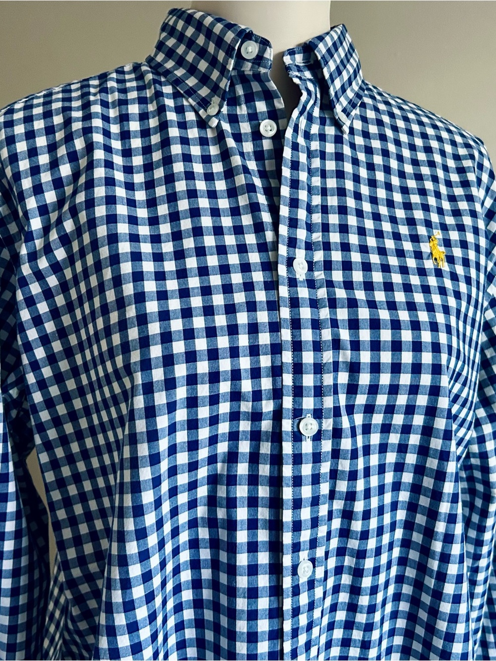 Ralph Lauren Gingham Button Down Shirt in Classic Navy & White